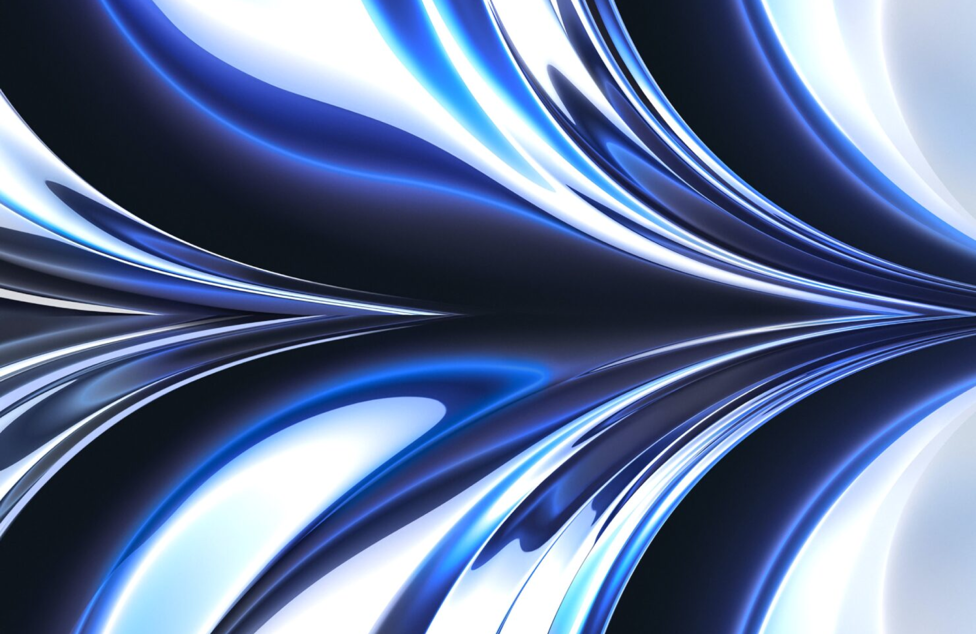 Abstract cobalt and white flowing forms